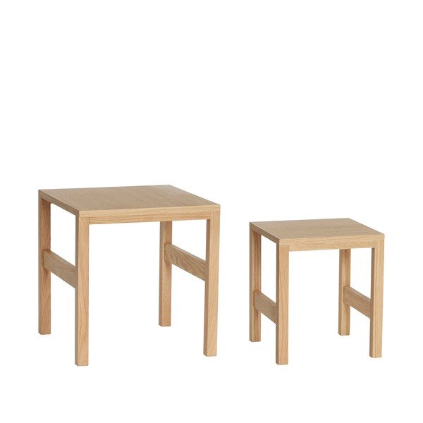 Tárolóasztal szett tölgyfa dekorral,  2 db-os 40x40 cm Puzzle – Hübsch-image-3