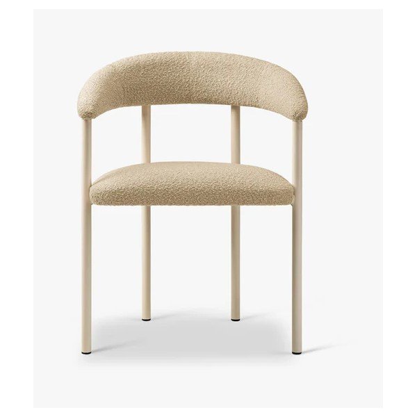 Krémszínű kárpitozott karfás étkezőfotel Lea – Micadoni -image-2