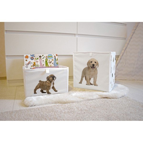 Fehér textil játéktároló doboz  32x32x32 cm The Cutest Ones – Butter Kings-image-1