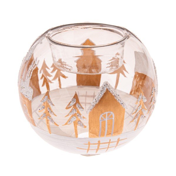 Üveg gyertyatartó karácsonyi mintával Snowy Land – Dakls