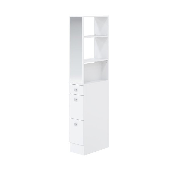 Fehér magas fürdőszoba szekrény tükörrel 24x180 cm Combi - TemaHome -image-2