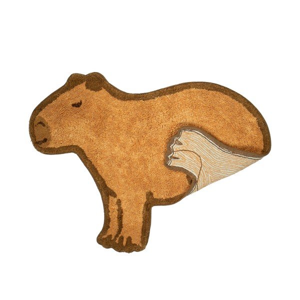 Barna pamut gyerek szőnyeg 52x68 cm Capybara – Sass & Belle-image-1