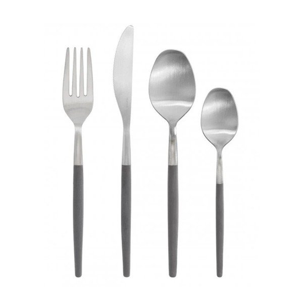Sötétszürke-ezüstszínű rozsdamentes acél evőeszköz készlet 16 db-os Maxime – Blomus