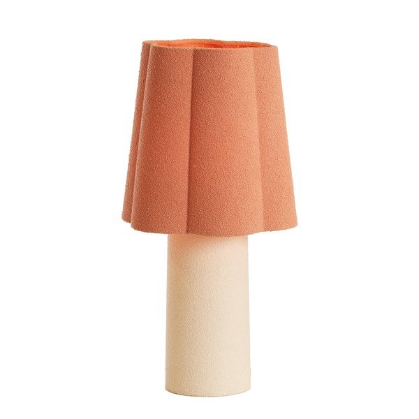 Lazacszínű-krémszínű asztali lámpa textil búrával (magasság 50 cm) Musaby – Light & Living-image-3