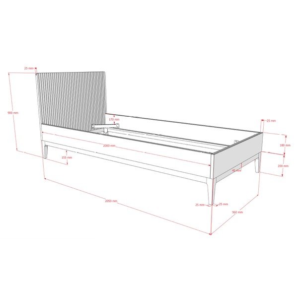 Sötét natúr színű forgácslemez egyszemélyes ágy ágyrács nélkül 90x200 cm diófa dekorral Ilyas – Vipack-image-2