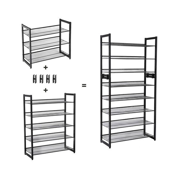 Fekete cipőtartó fémpolc (15 pár cipő) - Songmics-image-4