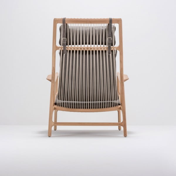 Dedo fotel tömör tölgyfa konstrukcióval, szürke bivalybőr ülőpárnával - Gazzda-image-3