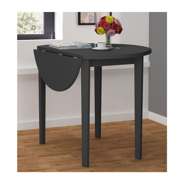 Trento Quer fekete asztal lehajtható asztallappal, ⌀ 92 cm - Støraa-image-1