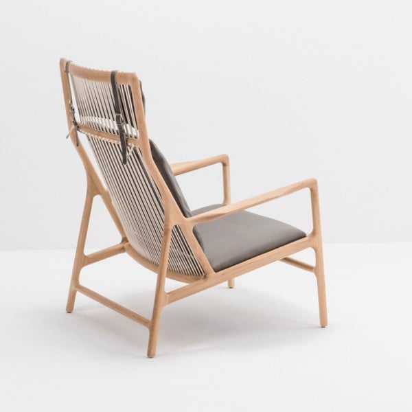 Dedo fotel tömör tölgyfa konstrukcióval, szürke bivalybőr ülőpárnával - Gazzda-image-2