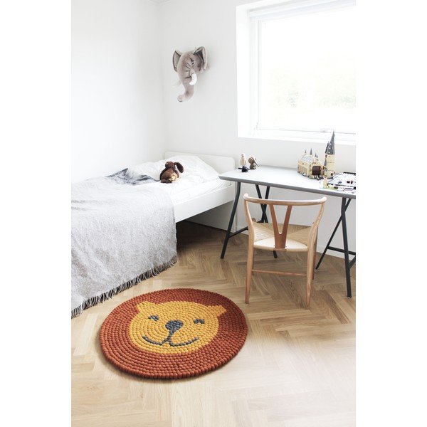 Ball Rugs Lion golyós, gyapjú gyerekszőnyeg, ⌀ 90 cm - Wooldot-image-4