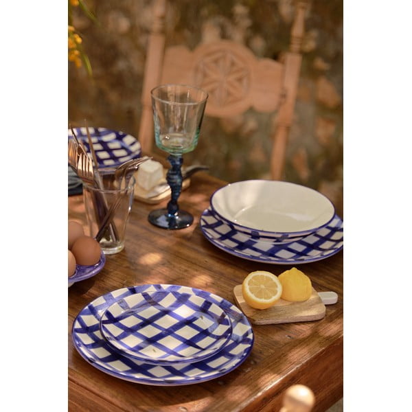 Lines kék-fehér kerámia tálka, ø 23 cm - Tierra Bella-image-1