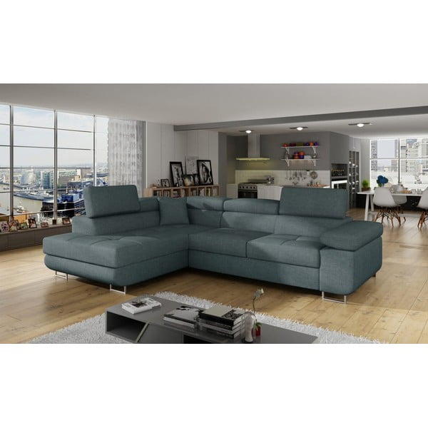 Kék kinyitható-tárolóhelyes sarokkanapé (bal oldali-L alakú) Anton – ELTAP-image-3