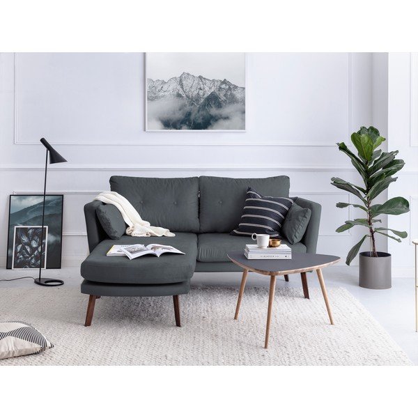 Elena szürke háromszemélyes kanapé, fekvőfotellel a bal oldalon - Mazzini Sofas-image-1