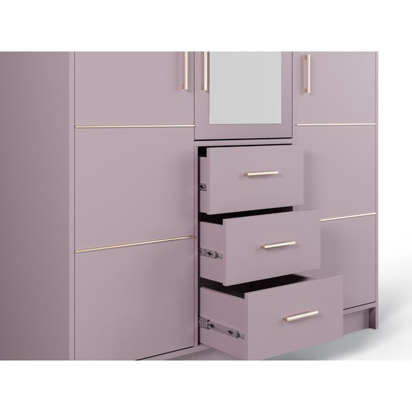 Rózsaszín ruhásszekrény tükörrel 147x200 cm Burren - Cosmopolitan Design-image-1