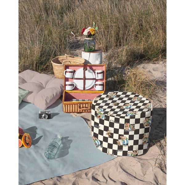 Fehér-fekete puff Asterix Checkerboard - Really Nice Things-image-1