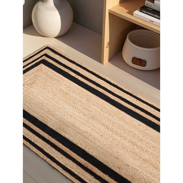 Fekete-natúr színű kétoldalas-kézi szövésű juta futószőnyeg 70x200 cm Jutta – Hanse Home-image-2