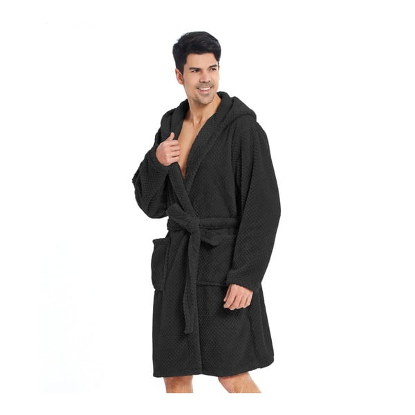 Sleepyhead fekete mikroszálas, uniszex fürdőköntös, méret XS - DecoKing-image-1