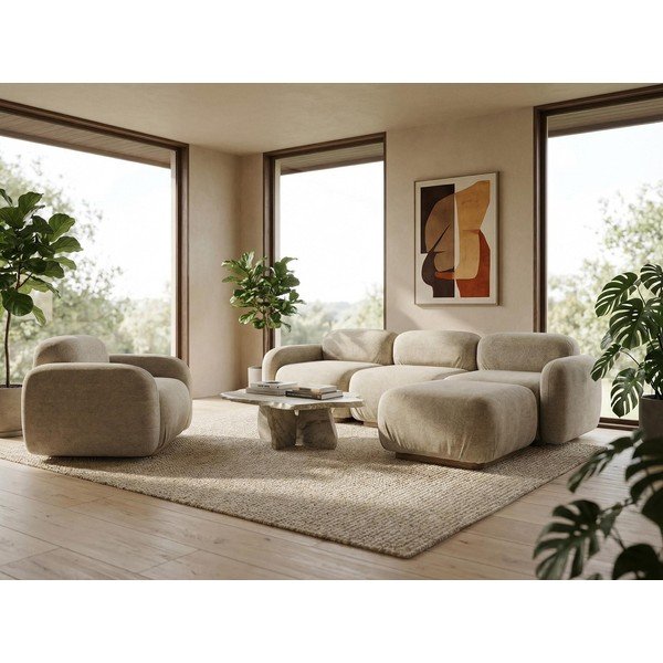 Krémszínű buklé moduláris heverő (jobb oldali) Ailani – Makamii-image-1