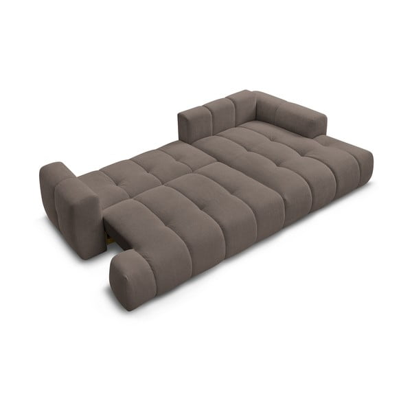 Szürkésbarna kinyitható-tárolóhelyes sarokkanapé (jobb oldali-heverő résszel) Fuji – Bobochic Paris-image-4