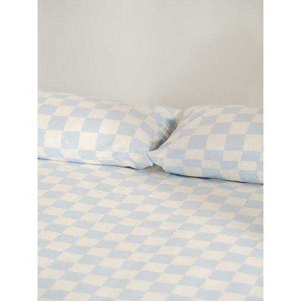 Világoskék-krémszínű egyszemélyes pamut-szatén paplanhuzat 140x200 cm Plu – noo.ma-image-2