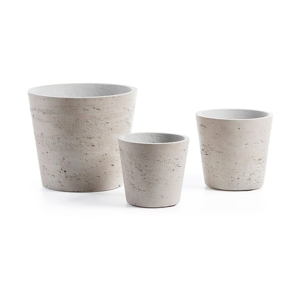 Beton virágcserép készlet 3 db-os ø 23,5 cm Low – Kave Home