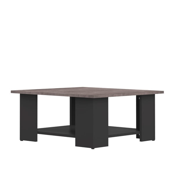 Square fekete dohányzóasztal beton dekor asztallappal, 67 x 67 cm - Symbiosis