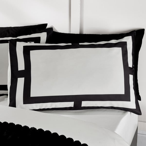 Fekete-fehér egyszemélyes ágyneműhuzat 135x200 cm Mono Panel – Catherine Lansfield-image-1