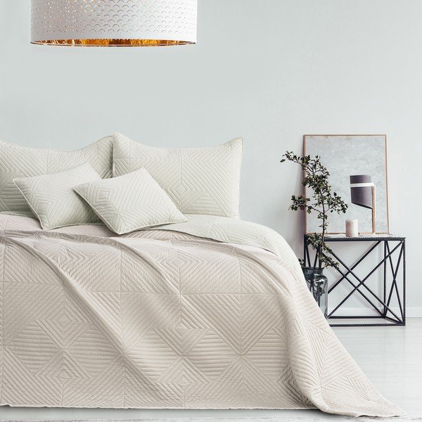 Krémszínű mikroszálas steppelt ágytakaró 220x240 cm Softa – Restilo-image-2