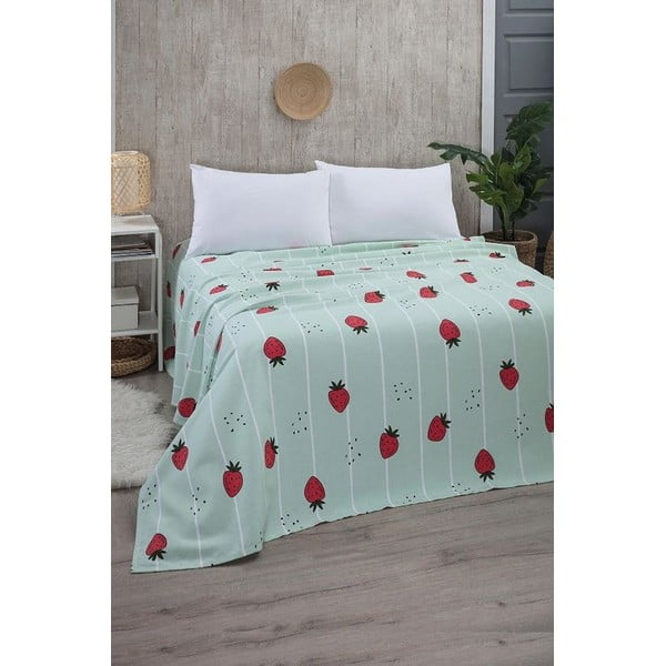 Mentazöld pamut ágytakaró 170x230 cm Strawberry – Mila Home