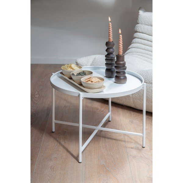 Fehér fém kerek dohányzóasztal ø 50 cm Meseta  – Leitmotiv-image-2