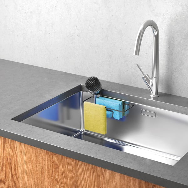 Matt fekete öntapadós fém tároló mosogatóba Lava – Metaltex-image-1