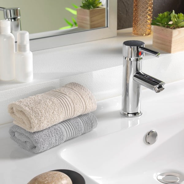 Bézs frottír pamut törölköző 30x50 cm Tendresse – douceur d'intérieur-image-1