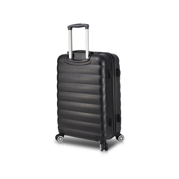 COLORS RESSNO Large Suitcase fekete görgős bőrönd USB csatlakozóval - My Valice