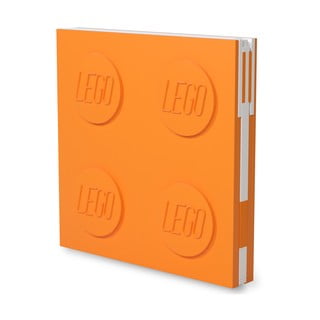 Narancssárga négyszögletes jegyzetfüzet zselés tollal, 15,9 x 15,9 cm - LEGO®