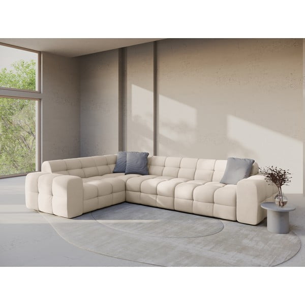 Bézs sarokkanapé (bal oldali-L alakú) Kendal – Micadoni -image-1