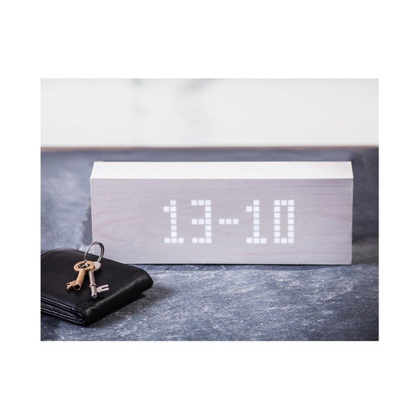 Message Click Clock fehér ébresztőóra fehér LED kijelzővel - Gingko-image-3