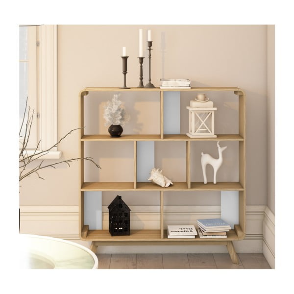 Natúr színű könyvespolc tölgyfa dekorral 122x126 cm Caitlin – Støraa-image-4