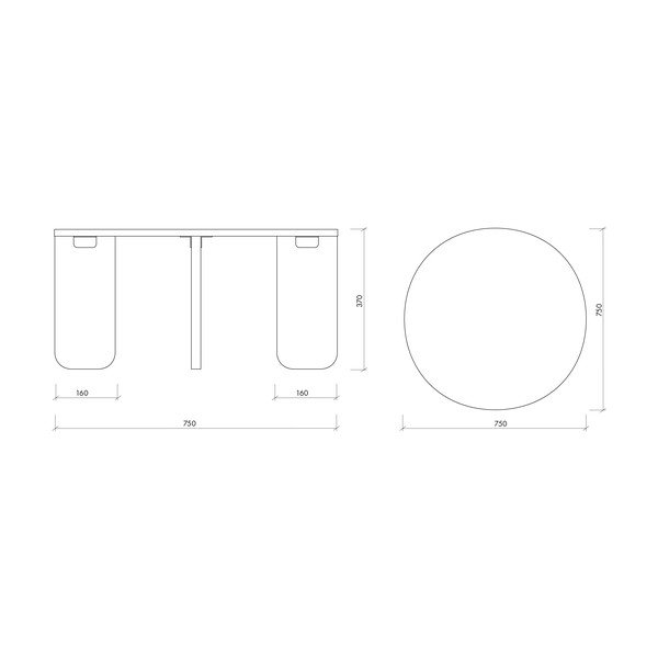 Natúr színű kerek dohányzóasztal tölgyfa dekoros asztallappal ø 75 cm Kuvu – noo.ma-image-4