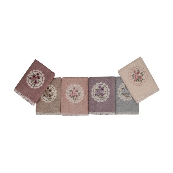 Vintage Violet pink kéztörlő szett, 6 darabos-image-3