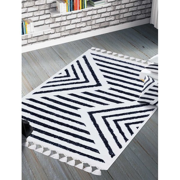 Fehér-kék mosható futószőnyeg 300x80 cm - Vitaus-image-1