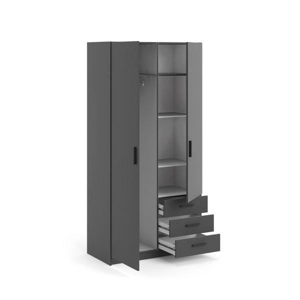 Sötétszürke ruhásszekrény 99x200 cm Sprint – Tvilum-image-4