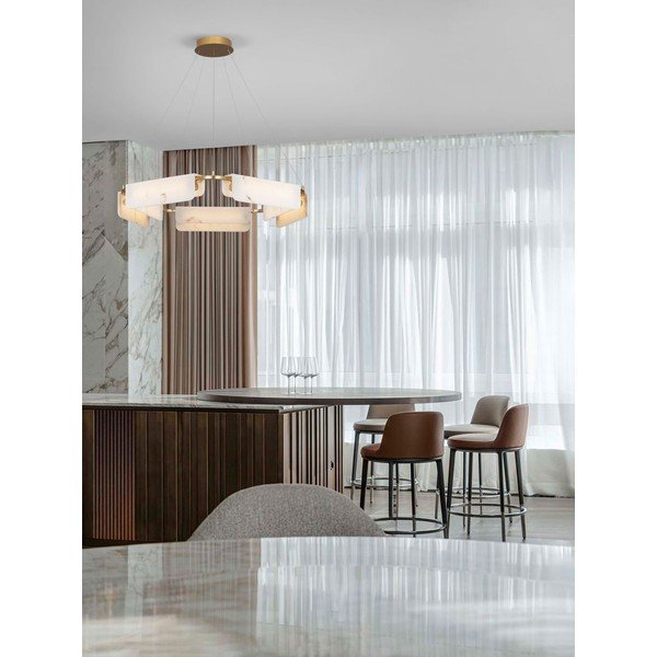 Krémszínű-sárgaréz színű LED dimmelhető függőlámpa márvány dekorral ø 93 cm Aider – Nova Luce-image-1