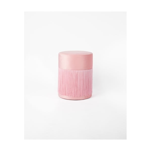 Rózsaszín puff bársony kárpittal, ø 36 cm - Velvet Atelier