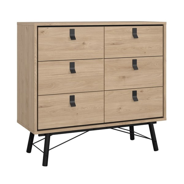 Natúr színű alacsony komód tölgyfa dekorral 102x99 cm Ry – Tvilum-image-2