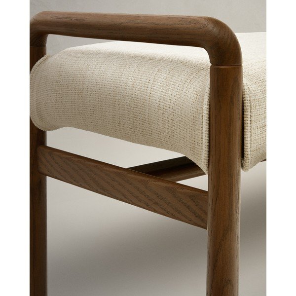 Krémszínű-natúr színű zsenília pad Macaret – Kave Home-image-3