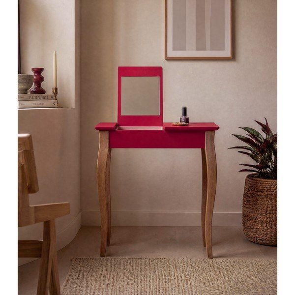 Lillo piros fésülködőasztal tükörrel, szélesség 65 cm - Ragaba-image-3