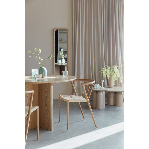 Kerek étkezőasztal tölgyfa dekorral ø 120 cm Laurent – White Label-image-3