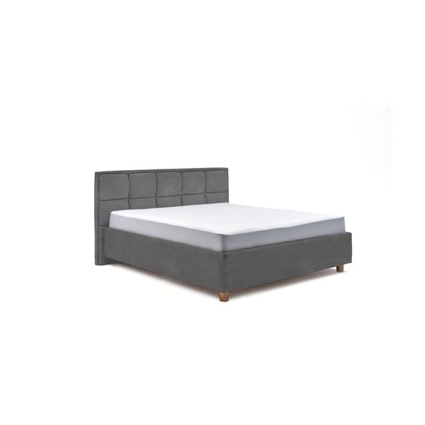 Karme világosszürke kétszemélyes ágy ágyráccsal és tárolóhellyel, 180 x 200 cm - AzAlvásért