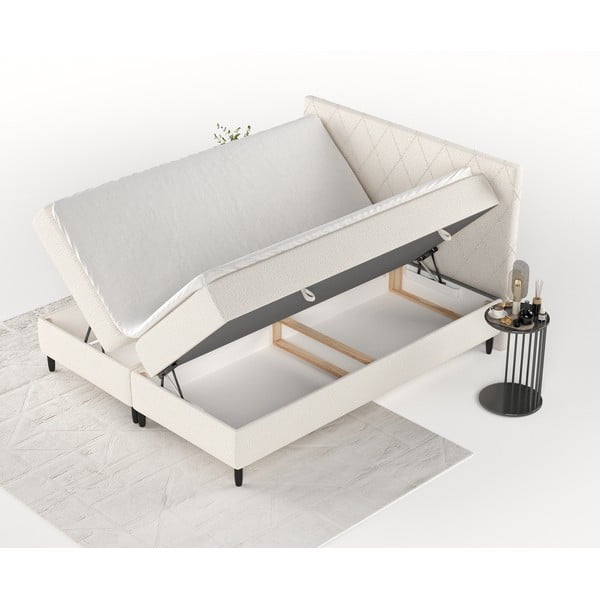 Krémszínű ágyneműtartós boxspring ágy 160x200 cm Gwen – Maison de Rêve-image-2