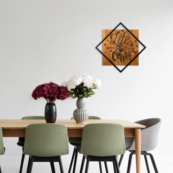 Fa-fém fali dekoráció 54x54 cm Life Begins After Coffee – Wallity-image-1
